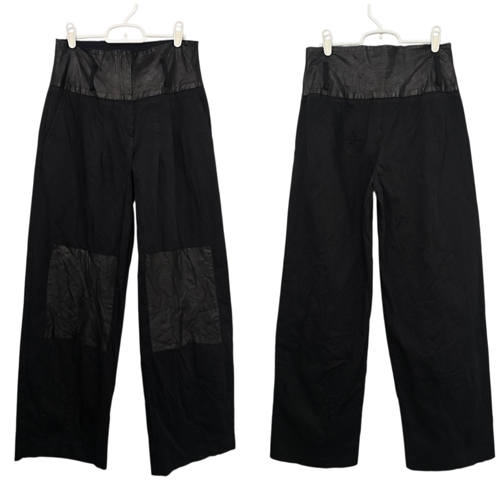 Ivan Grundahl Leather Patch & Waist Slouchy Casual Grunge Pants